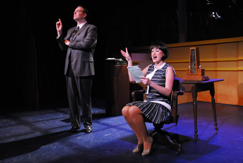 Pictured (l to r):  Andy Planck (Trevor Graydon) and Alison Luff (Millie) in The Gallery Players production of <cite>Thoroughly Modern Millie</cite>. Photo by Jen Maufrais Kelly.